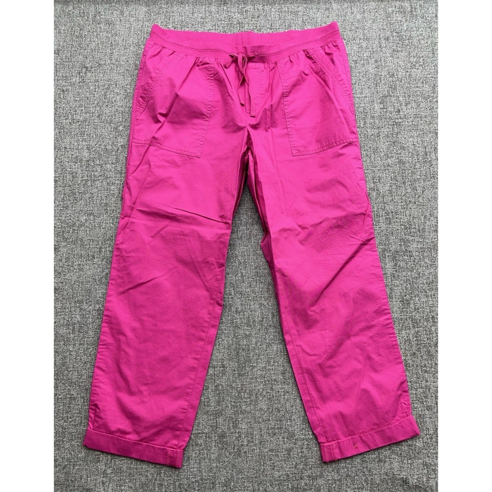 Talbots‎ Pants Womens 12 Pink Cotton Cropped Drawstring Waist Button Cuff NWT